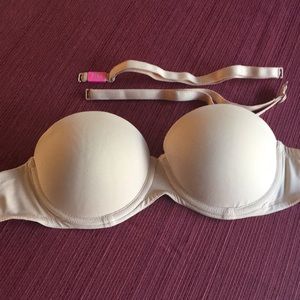 beige strapless bra, size 32B